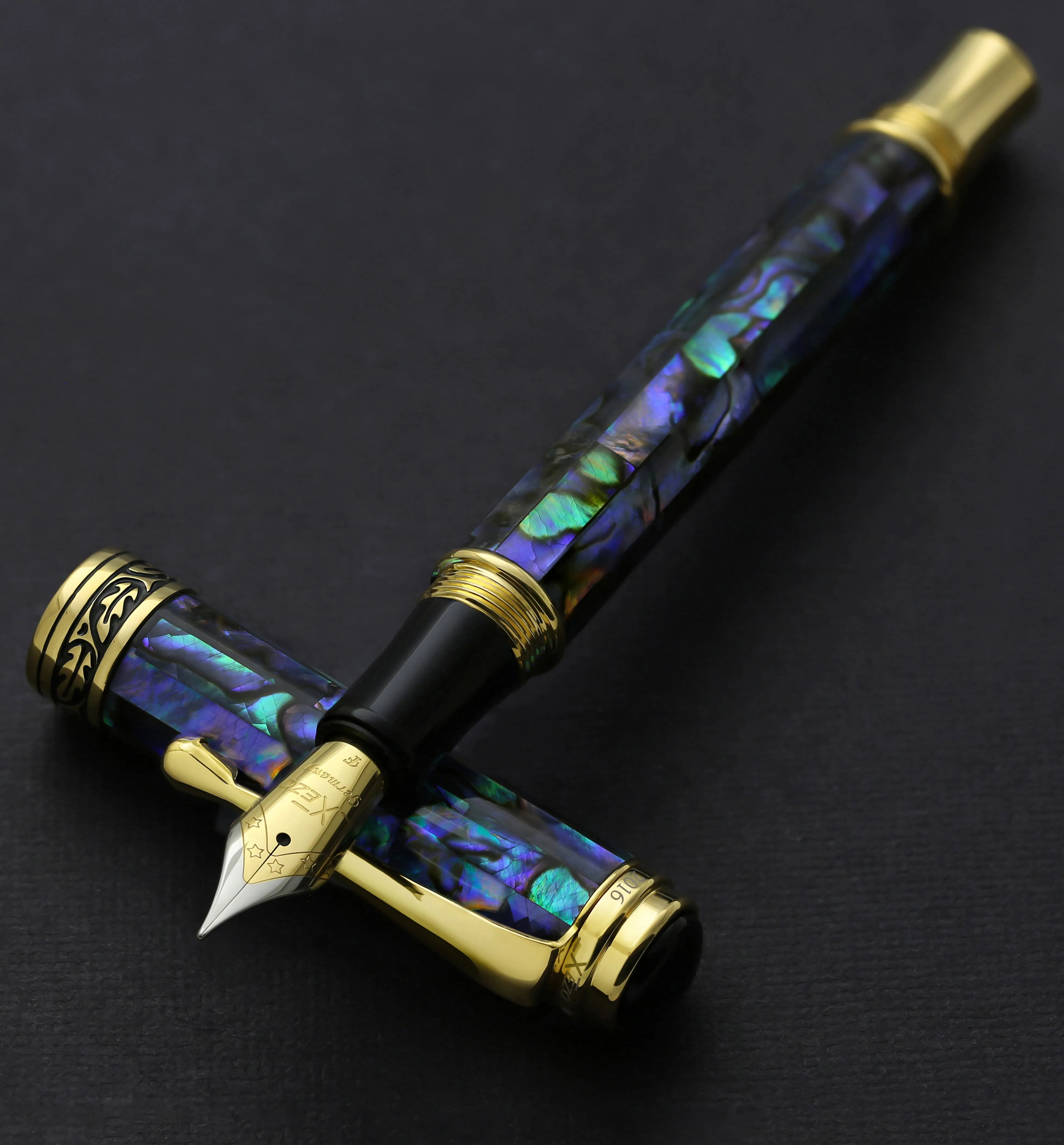 Maestro® Paua Abalone Sea Shell Fountain Pen (Fine Nib) - 18K Gold Plated