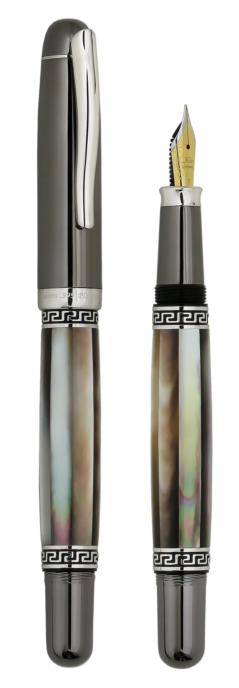 Maestro® Tahitian Black Mother of Pearl Fountain Pen (Fine Nib) - Tungsten Gray Color