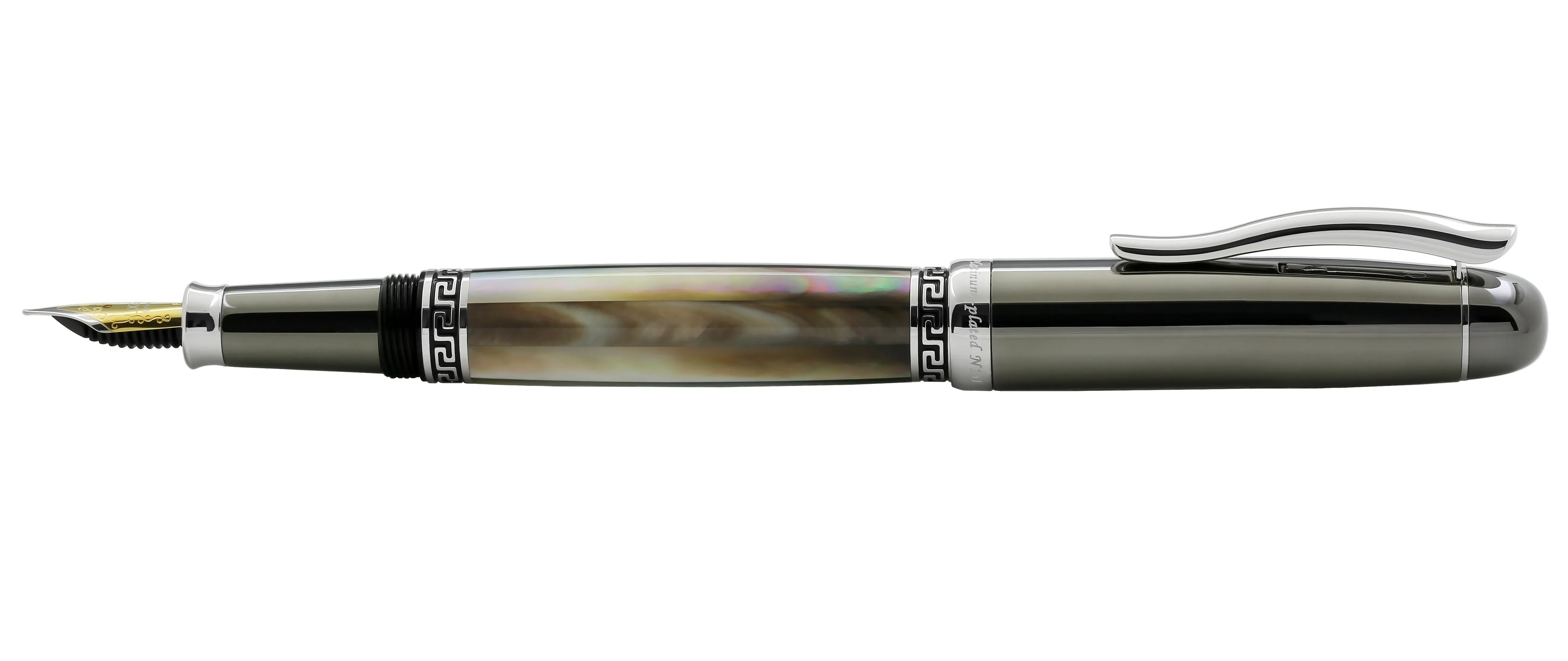 Maestro® Tahitian Black Mother of Pearl Fountain Pen (Fine Nib) - Tungsten Gray Color