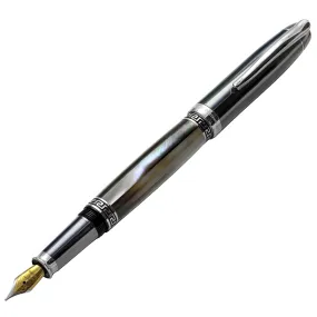 Maestro® Tahitian Black Mother of Pearl Fountain Pen (Medium Nib) - Tungsten Gray Color