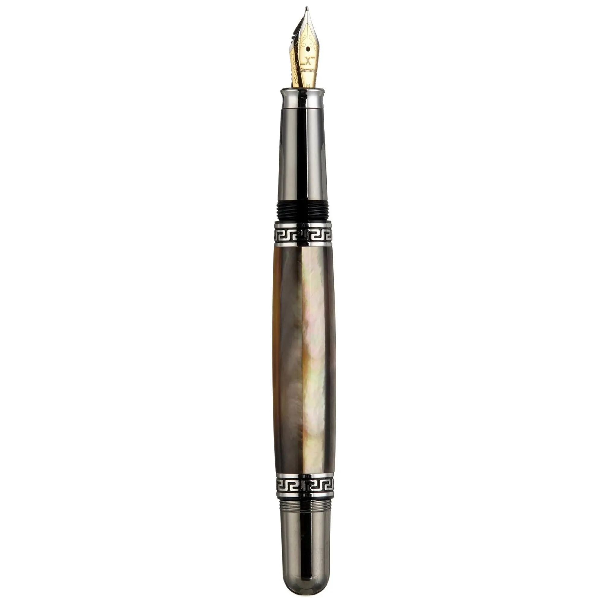 Maestro® Tahitian Black Mother of Pearl Fountain Pen (Medium Nib) - Tungsten Gray Color