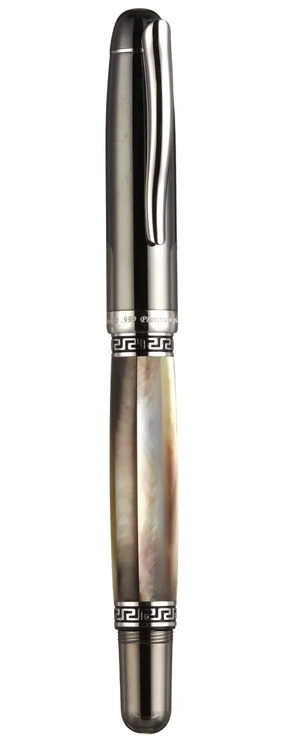 Maestro® Tahitian Black Mother of Pearl Fountain Pen (Medium Nib) - Tungsten Gray Color
