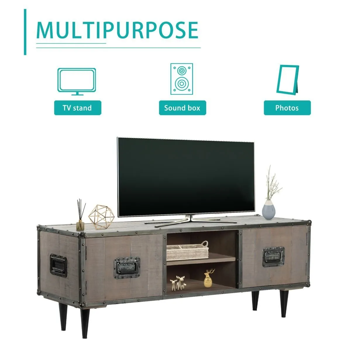 MangoLuxe TV Stand for 55 Inch TV, Modern Entertainment Center with Storage Cabinet,TV Console Table for Living Room, Bedroom,Rray