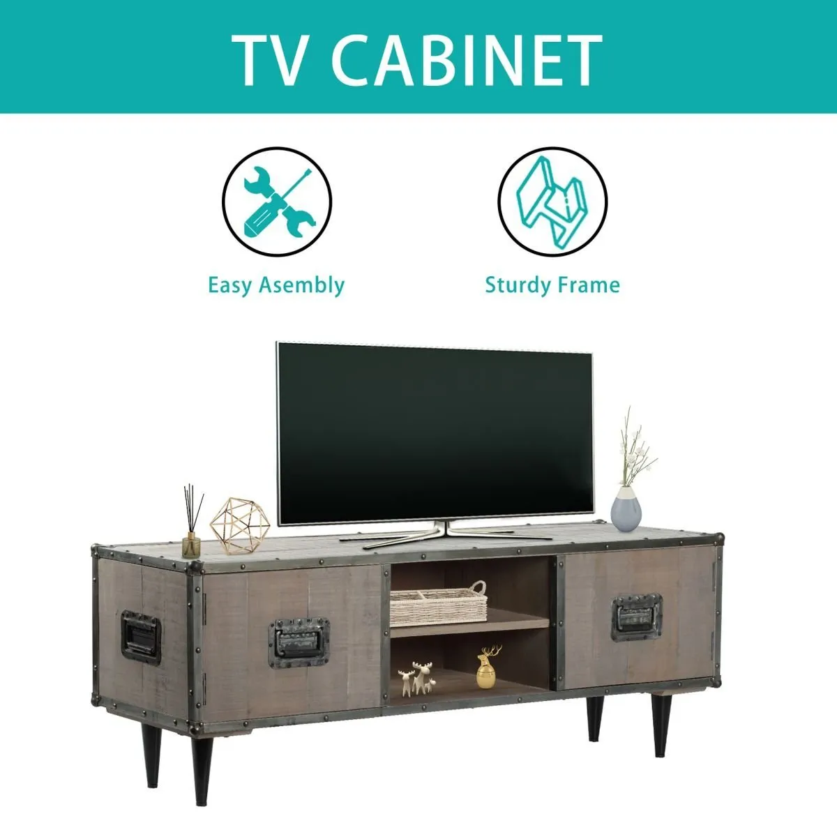 MangoLuxe TV Stand for 55 Inch TV, Modern Entertainment Center with Storage Cabinet,TV Console Table for Living Room, Bedroom,Rray