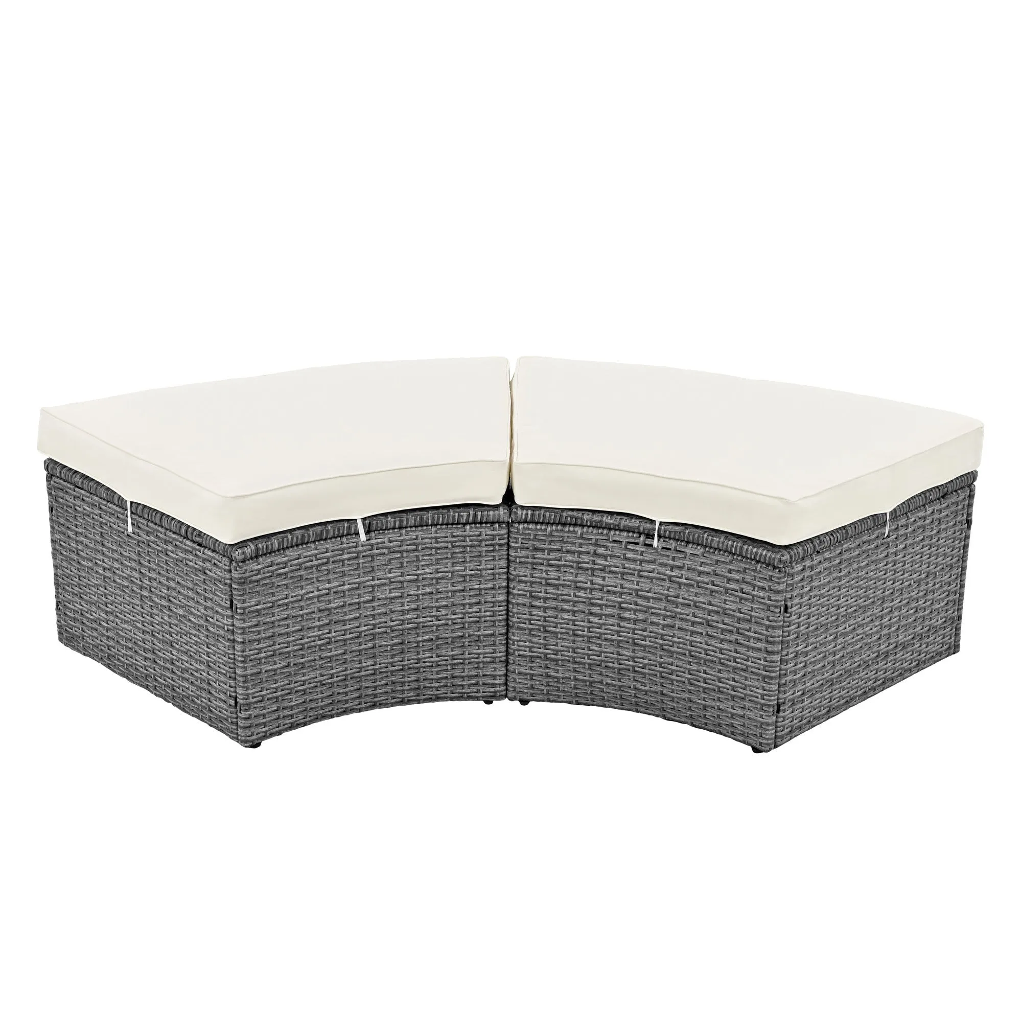 Marvelo 5 Pc Round Rattan Sectional Sofa Set - Beige