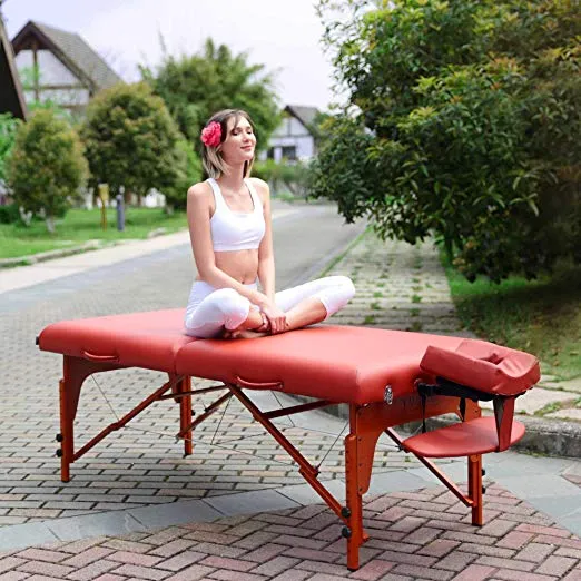 Master Massage Santana Memory Foam Portable Massage Table Package, Mountain Red, 31 Inch