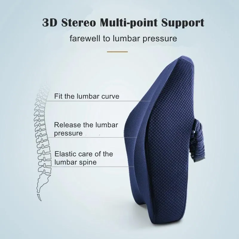 Memory Foam Lumbar Support Cushion Massage Pad for Office Chair Car