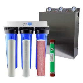 MWF 20" x 4.5" Triple Big Blue Whole House Water Filter System with Aragon Complete with Hard Water Conditioner