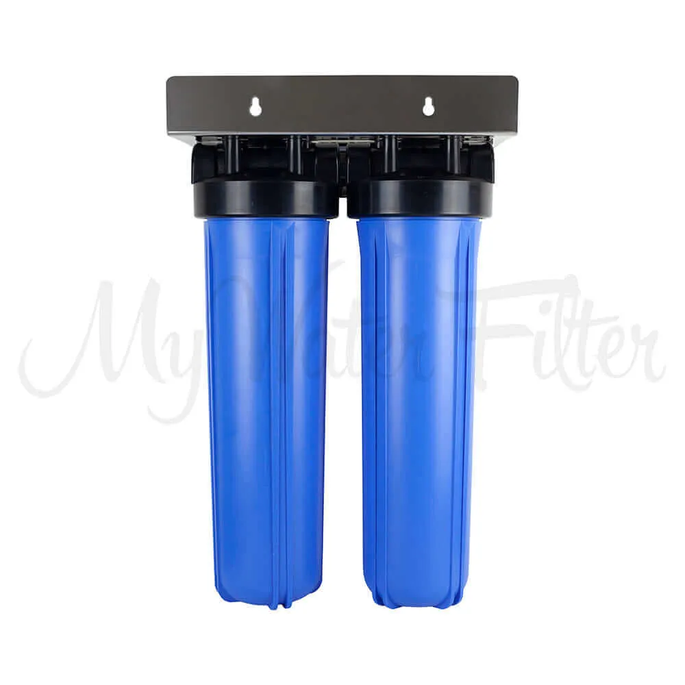 MWF 20" x 4.5" Twin Big Blue Whole House Rain Water Tank Water Filter System with Aragon
