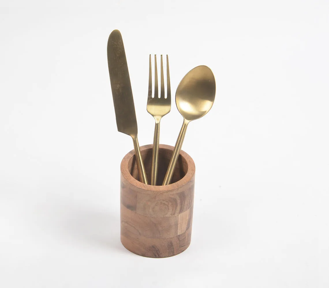 Natural Acacia Wood Cutlery Stand