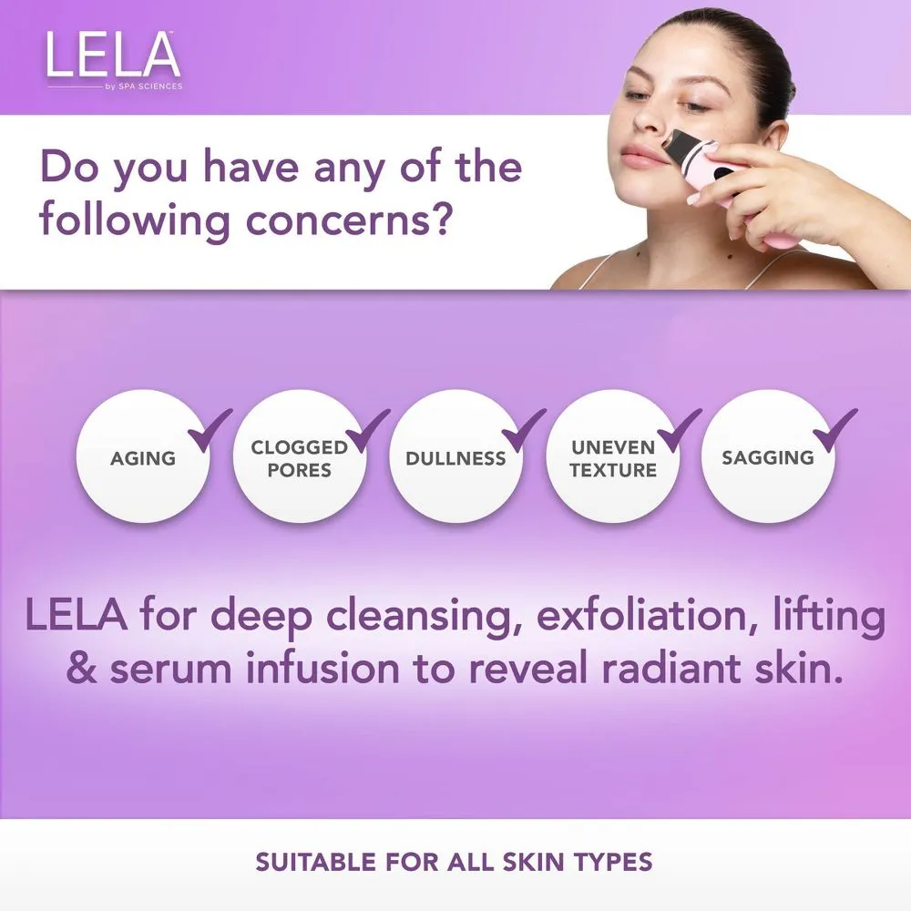 New - Spa Sciences LELA Ultrasonic Facial Spatula System - Pink