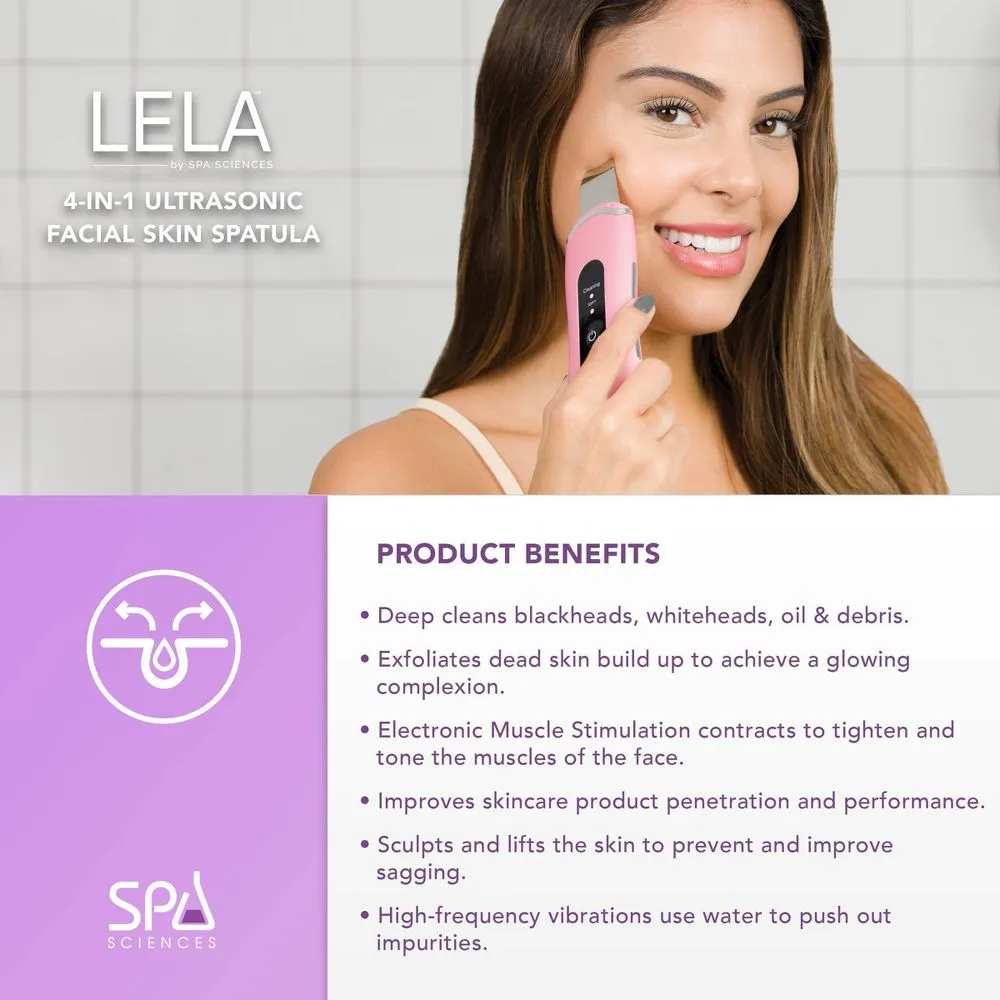New - Spa Sciences LELA Ultrasonic Facial Spatula System - Pink