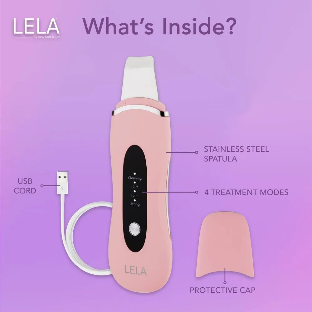 New - Spa Sciences LELA Ultrasonic Facial Spatula System - Pink