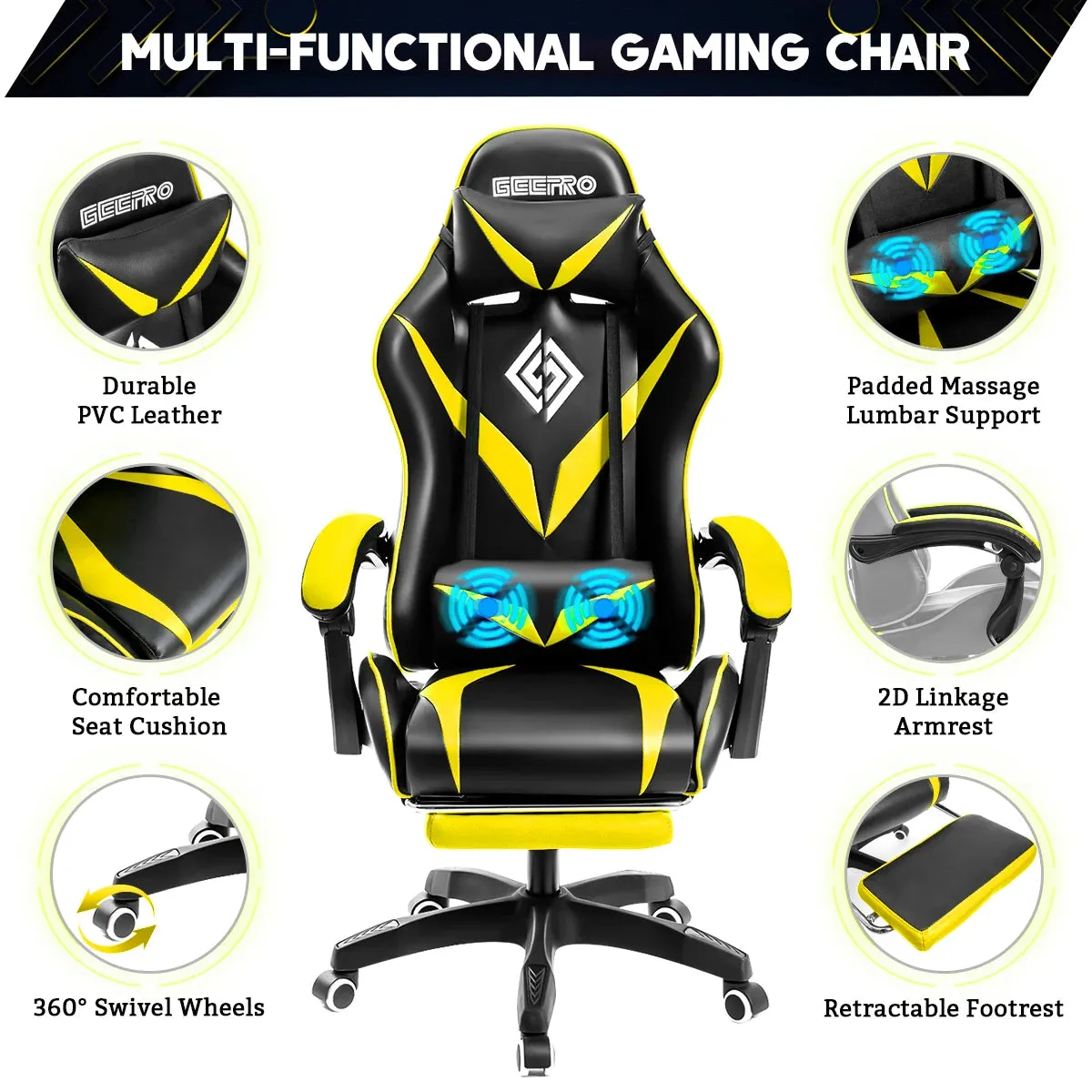 Office Chair Professional Computer Chair LOL Internet Cafe 2 Point Massage Racing Chair WCG Gaming Chair Office Chair Footrest