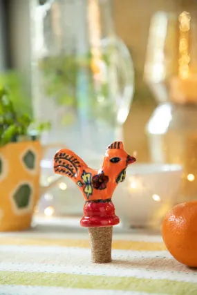 Orange Drunker Rooster Wine Stoppers (Set of 2)