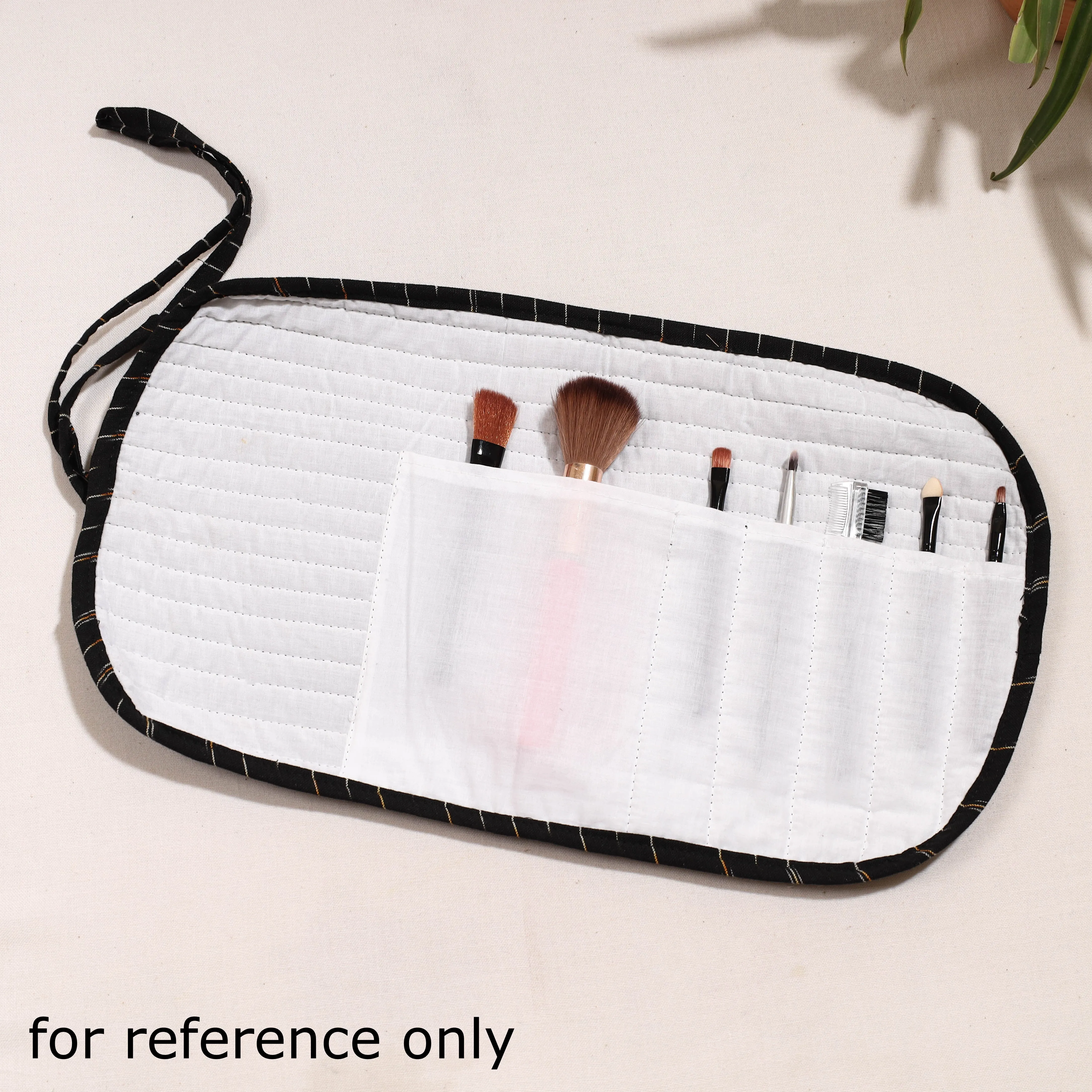 Orange - Ikat Fabric Multipurpose Segmented Make-up Brush Wrap Pouch/Case