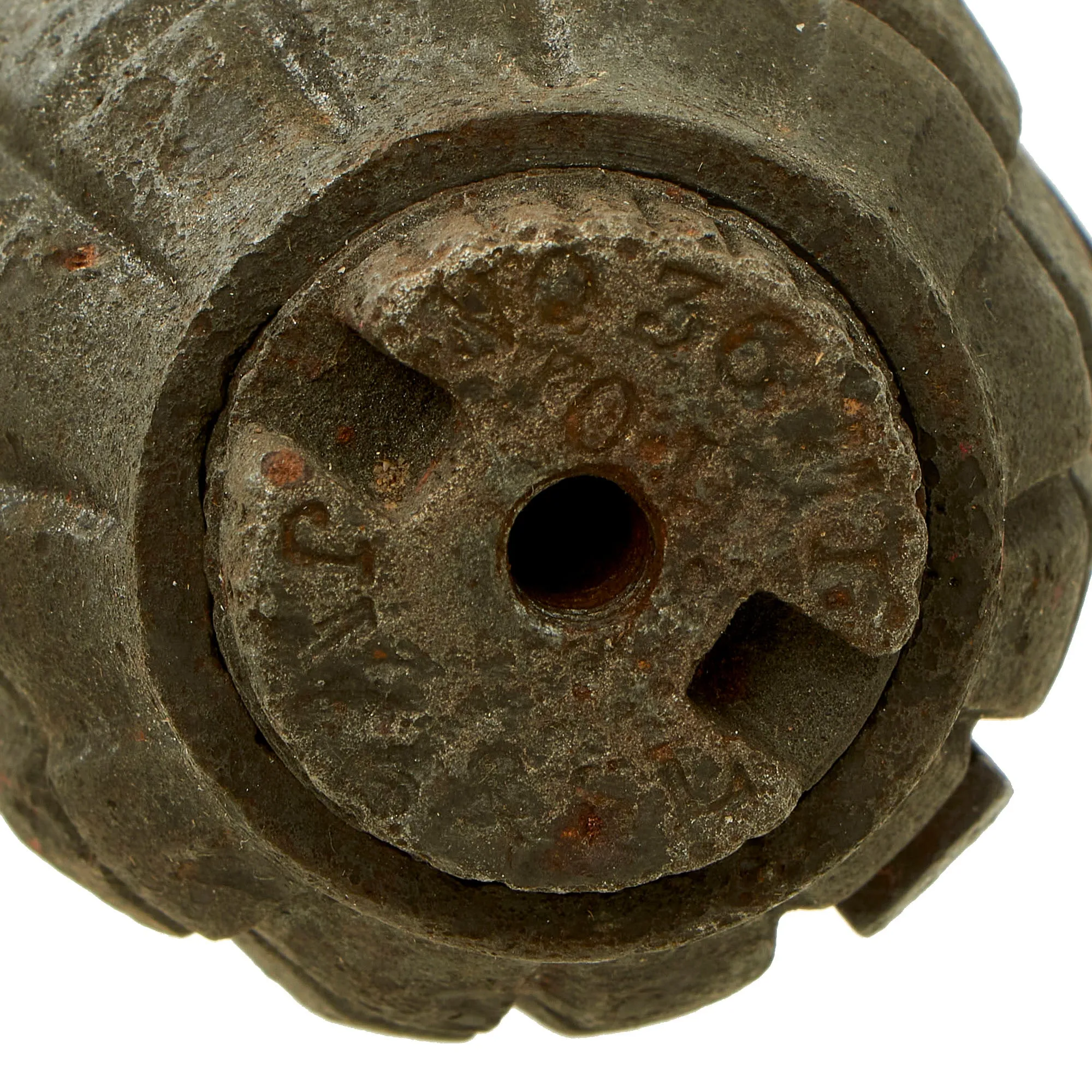 Original British WWI / WWII Inert Mills Bomb No. 5 MKI Grenade by J.M. Doughty & Sons Ltd - Matching Maker on all Components