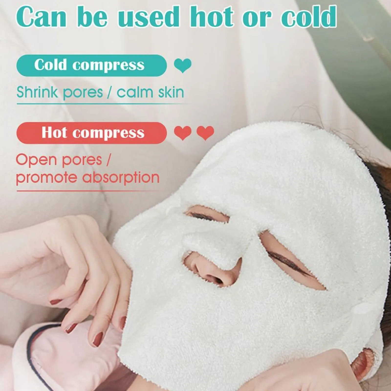 Pack of 1 - Reusable Face Towel Masks Cold Hot Anti-Aging Facial Steamer Towel Mask Moisturizing Rejuvenation Beauty Skin Care Spa Towels