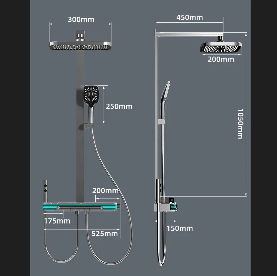 Piano Smart Digital Massage Spray Shower System Set
