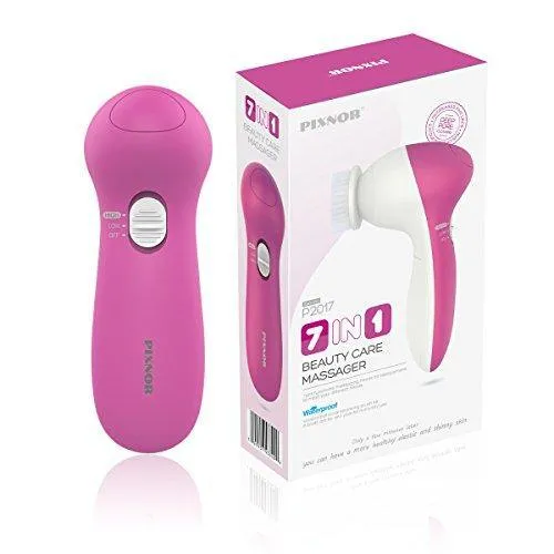PIXNOR Facial Cleansing Brush [Newest 2020], Waterproof Face Spin Brush with 7 Brush Heads for Deep Cleansing, Gentle Exfoliating, Removing Blackhead, Massaging