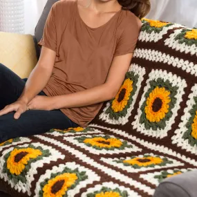 Red Heart Crochet Sunflower Throw