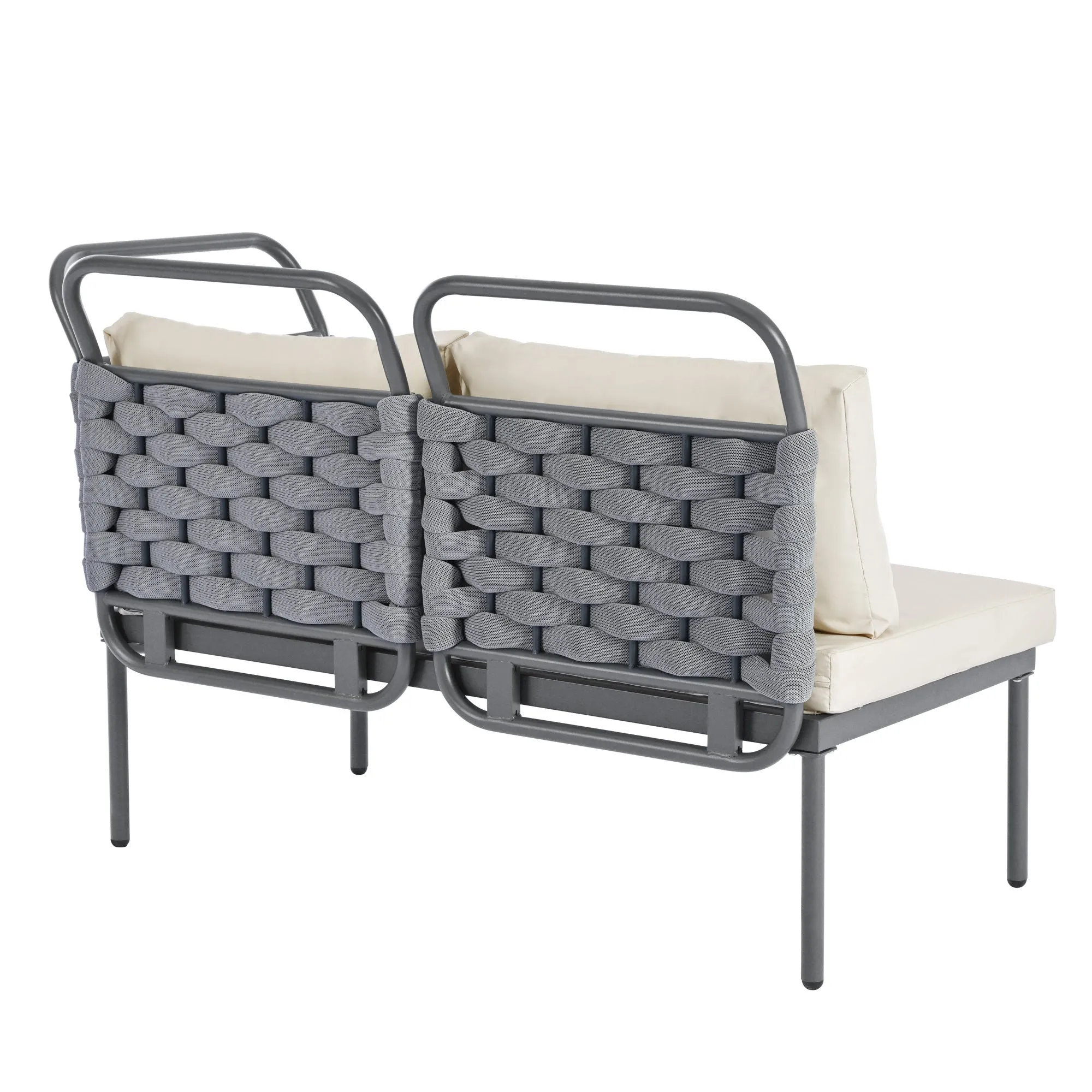 Rocio 5 Pc Patio Woven Rope Sectional Sofa Set - Gray Beige
