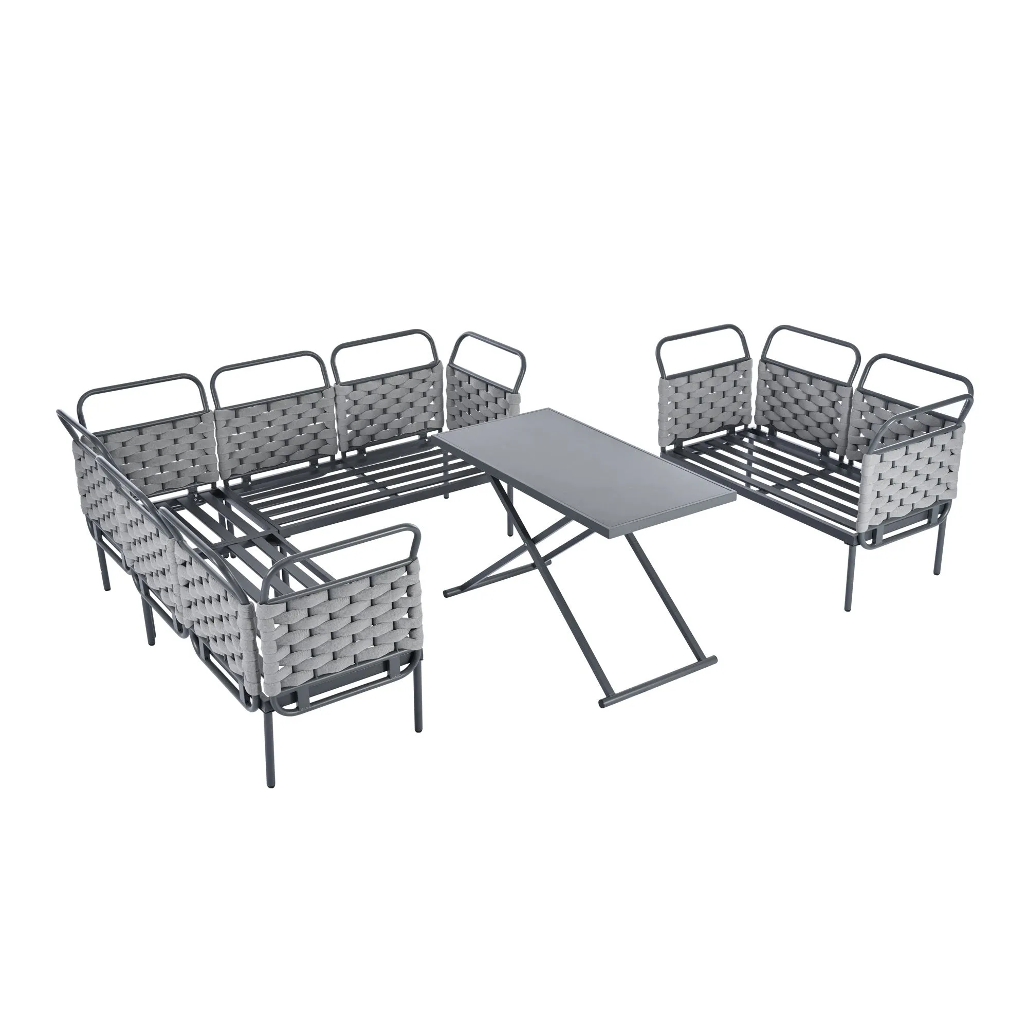 Rocio 5 Pc Patio Woven Rope Sectional Sofa Set - Gray Beige
