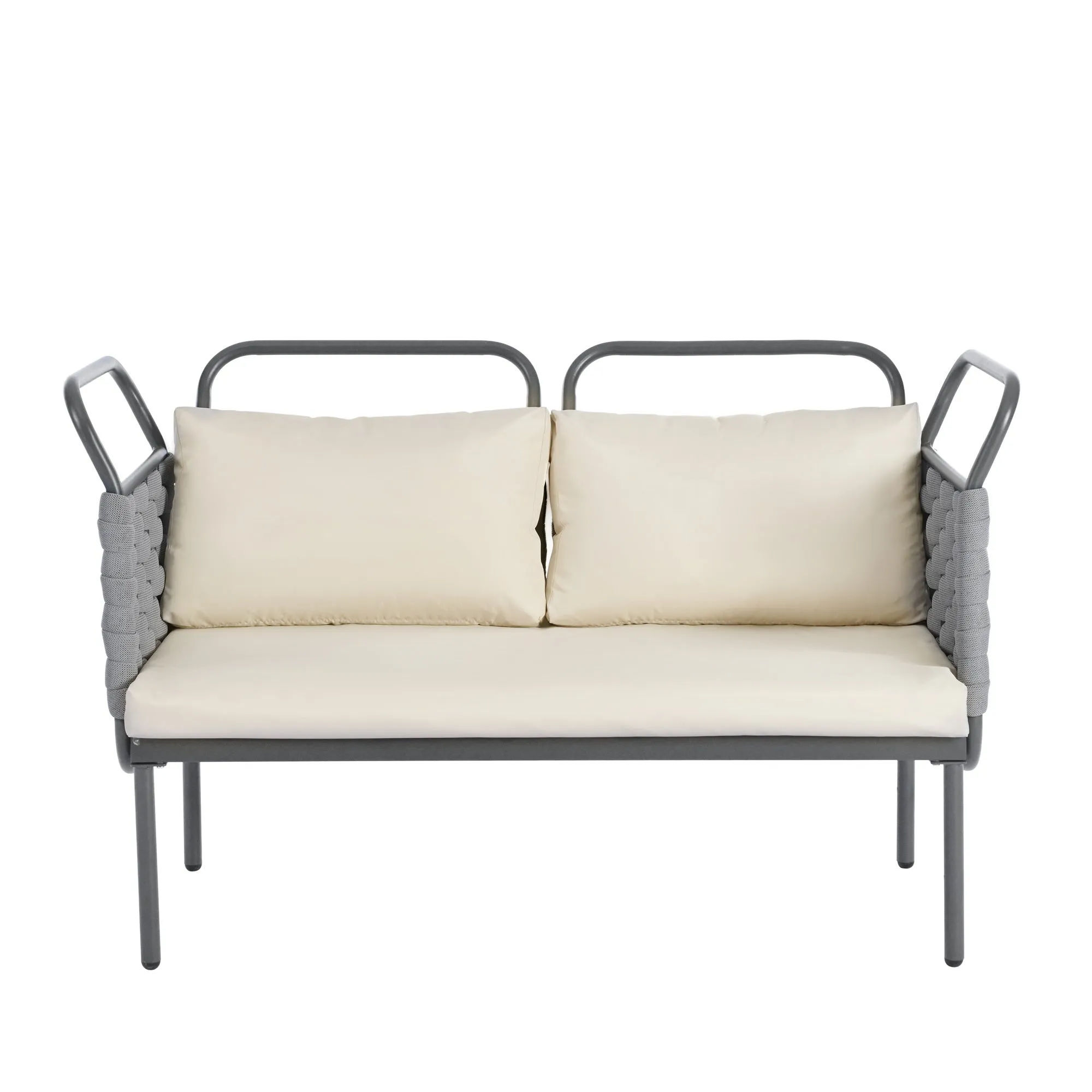 Rocio 5 Pc Patio Woven Rope Sectional Sofa Set - Gray Beige