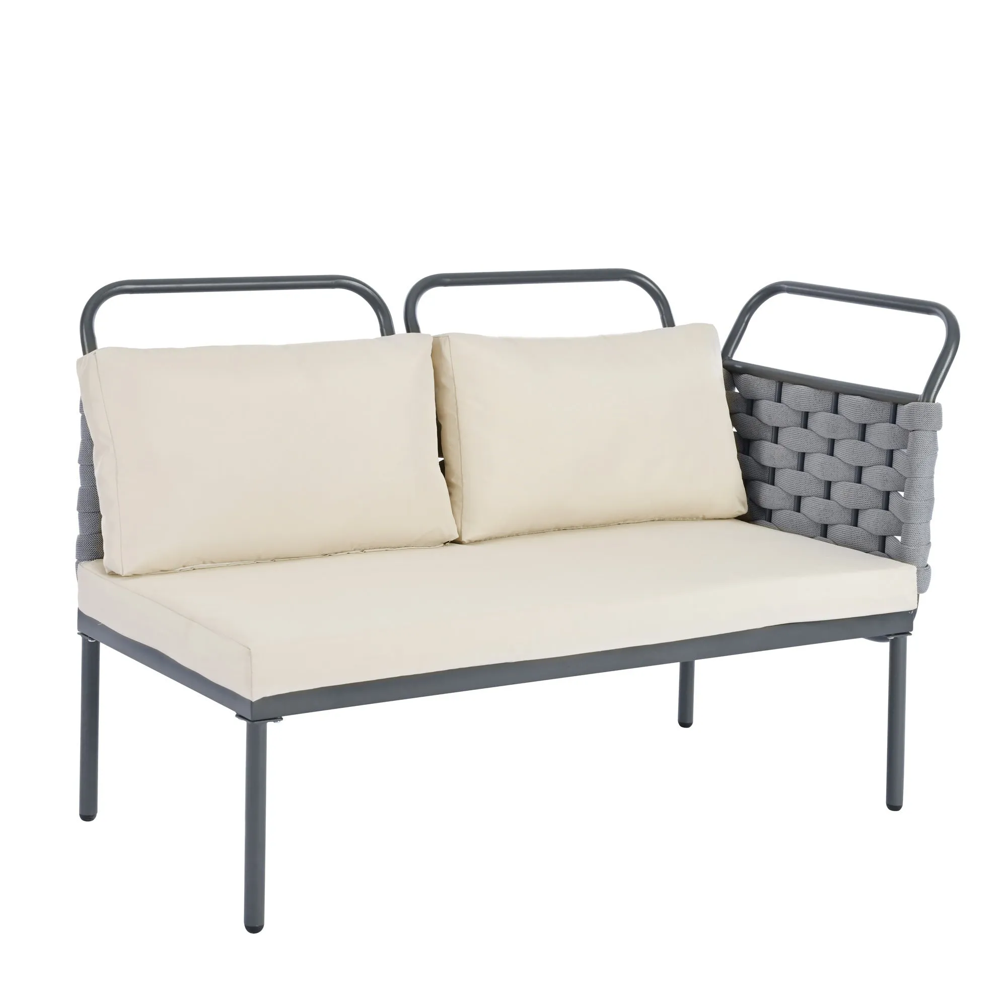 Rocio 5 Pc Patio Woven Rope Sectional Sofa Set - Gray Beige