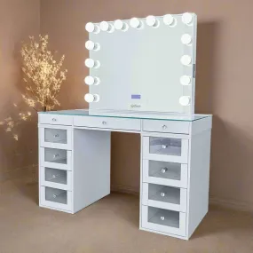 Slaystation 2.0 Hollywood Makeup Vanity Clear Drawers - White