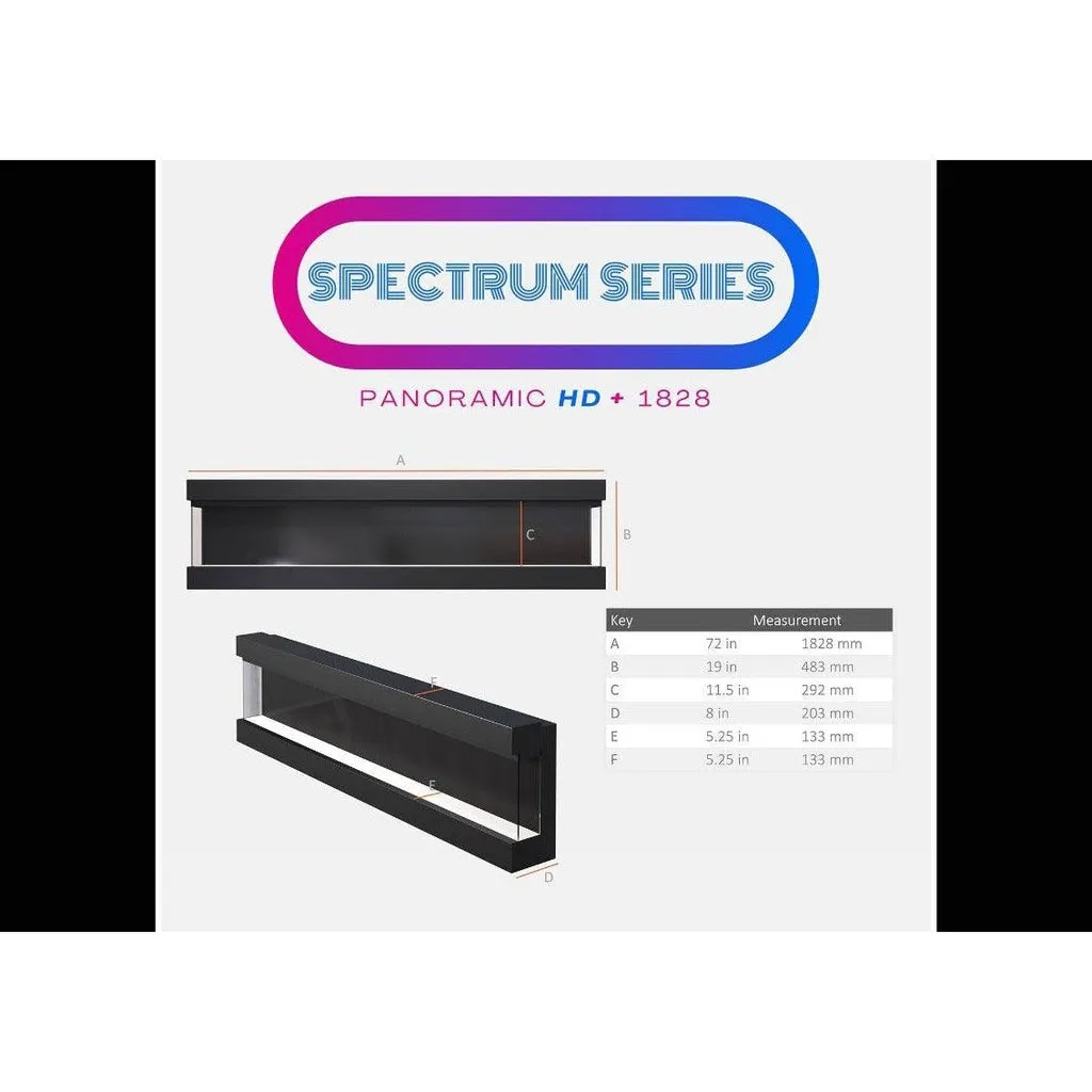 Spectrum Series 72 Inch 3 Sided Panoramic HD  Media Wall Electric Fire Insert (182.8cm)