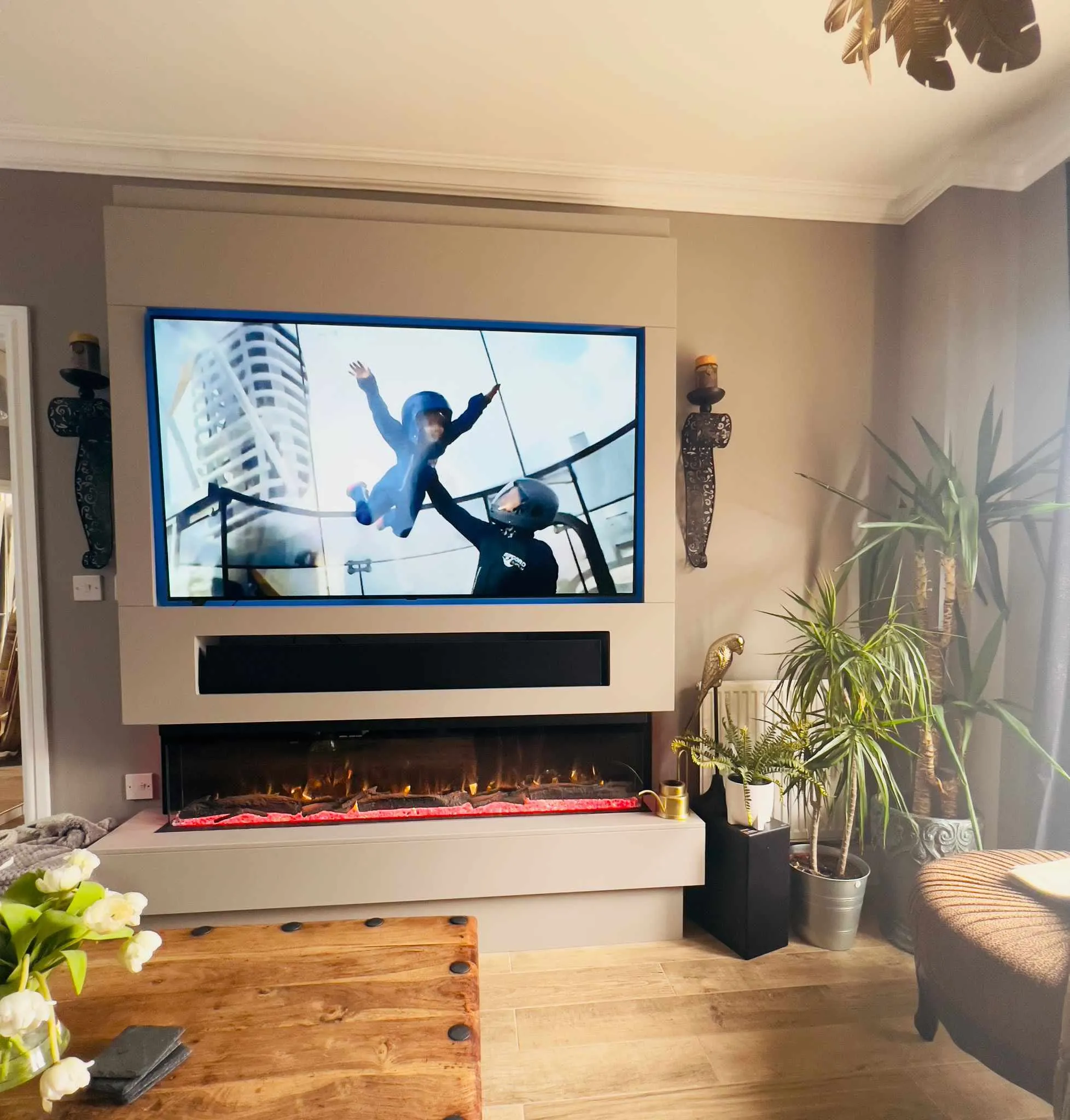 Spectrum Series 72 Inch 3 Sided Panoramic HD  Media Wall Electric Fire Insert (182.8cm)