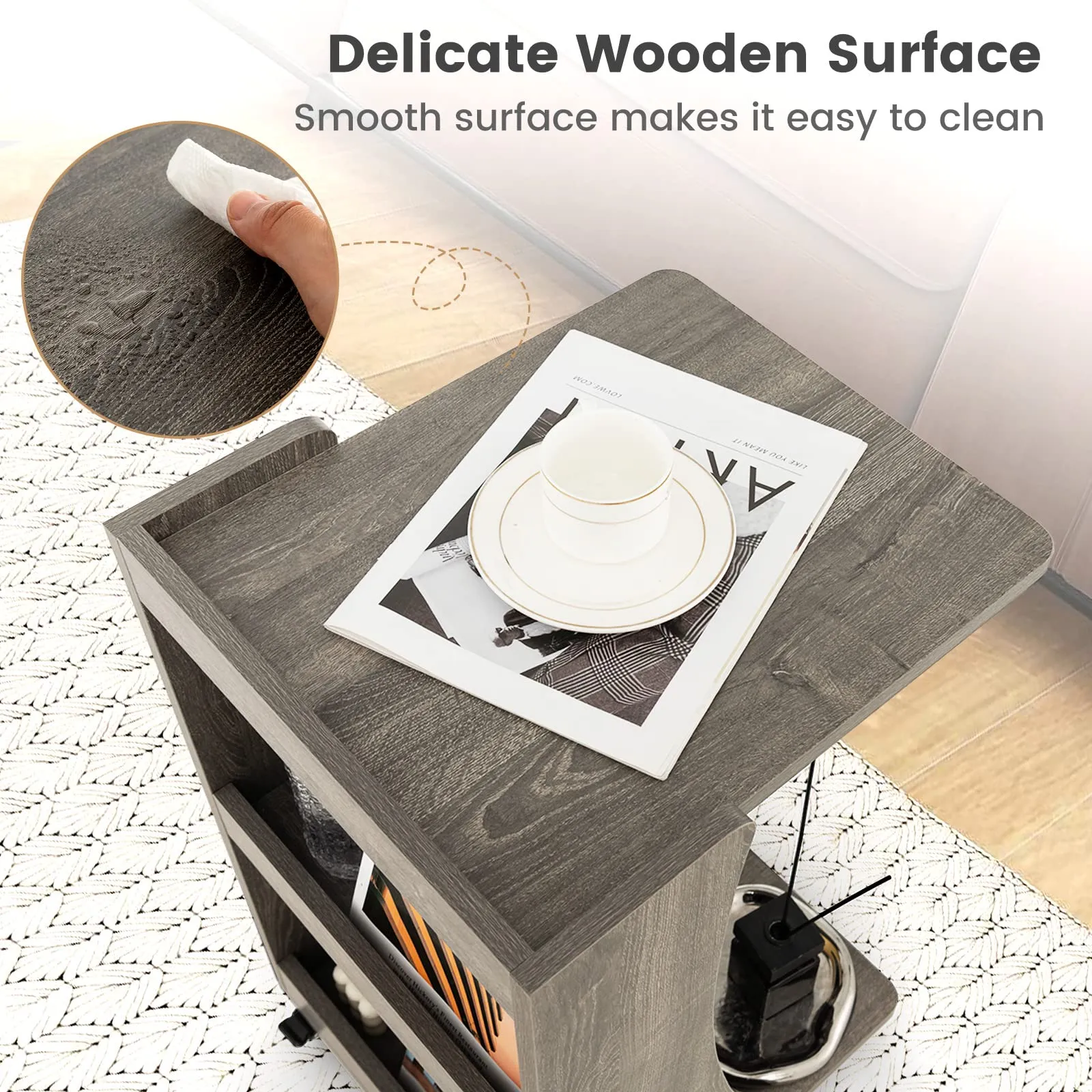 Tangkula C-Shaped End Table
