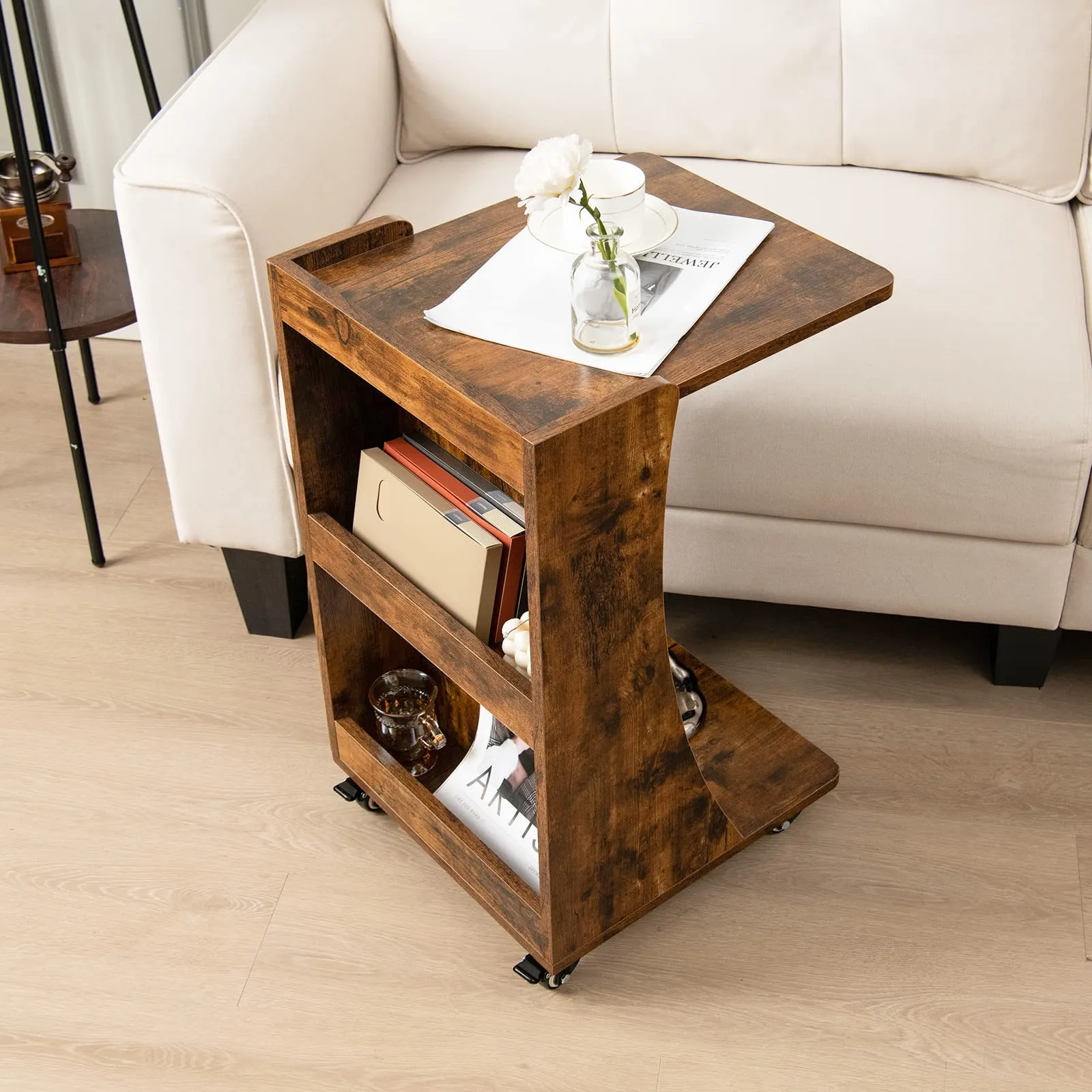 Tangkula C-Shaped End Table
