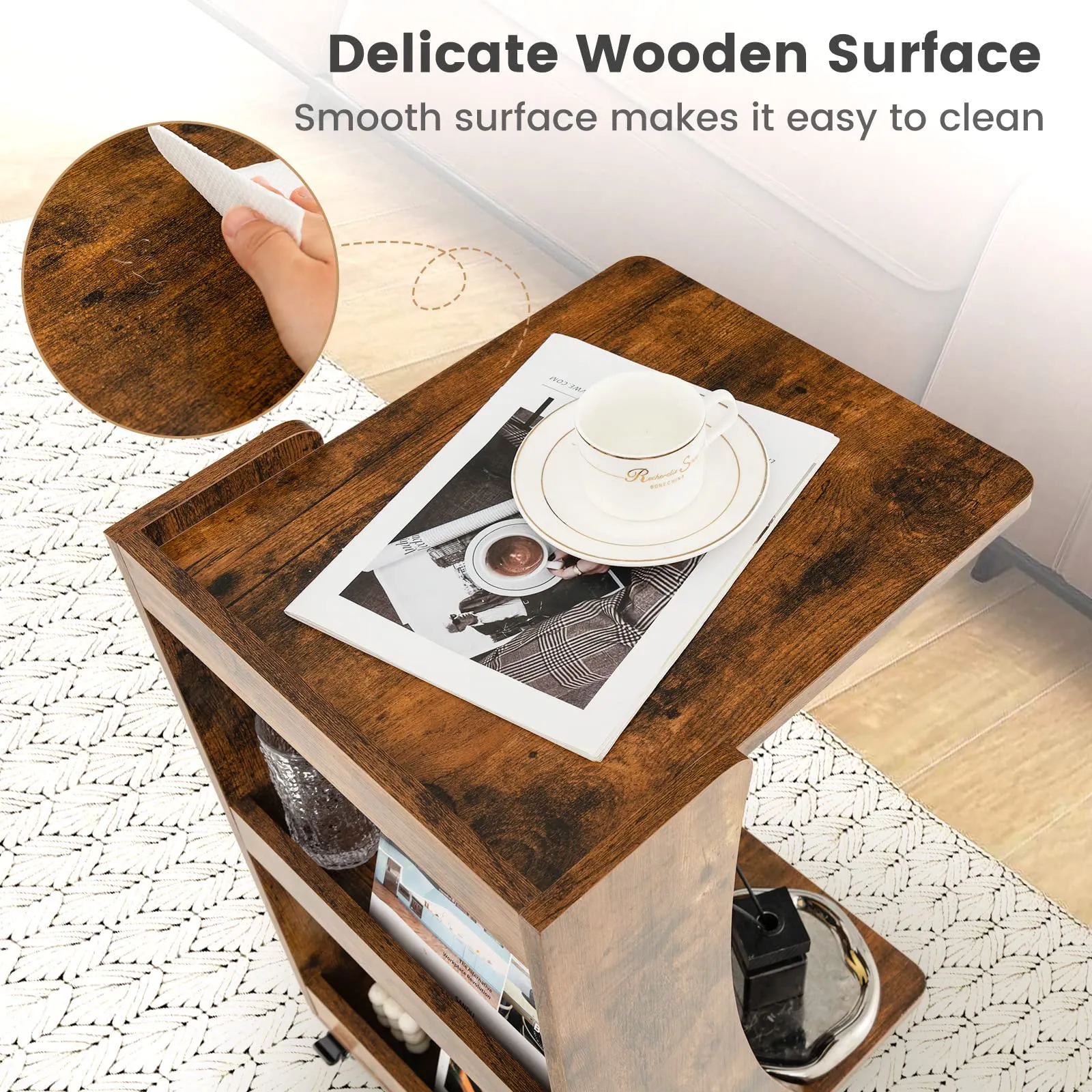 Tangkula C-Shaped End Table