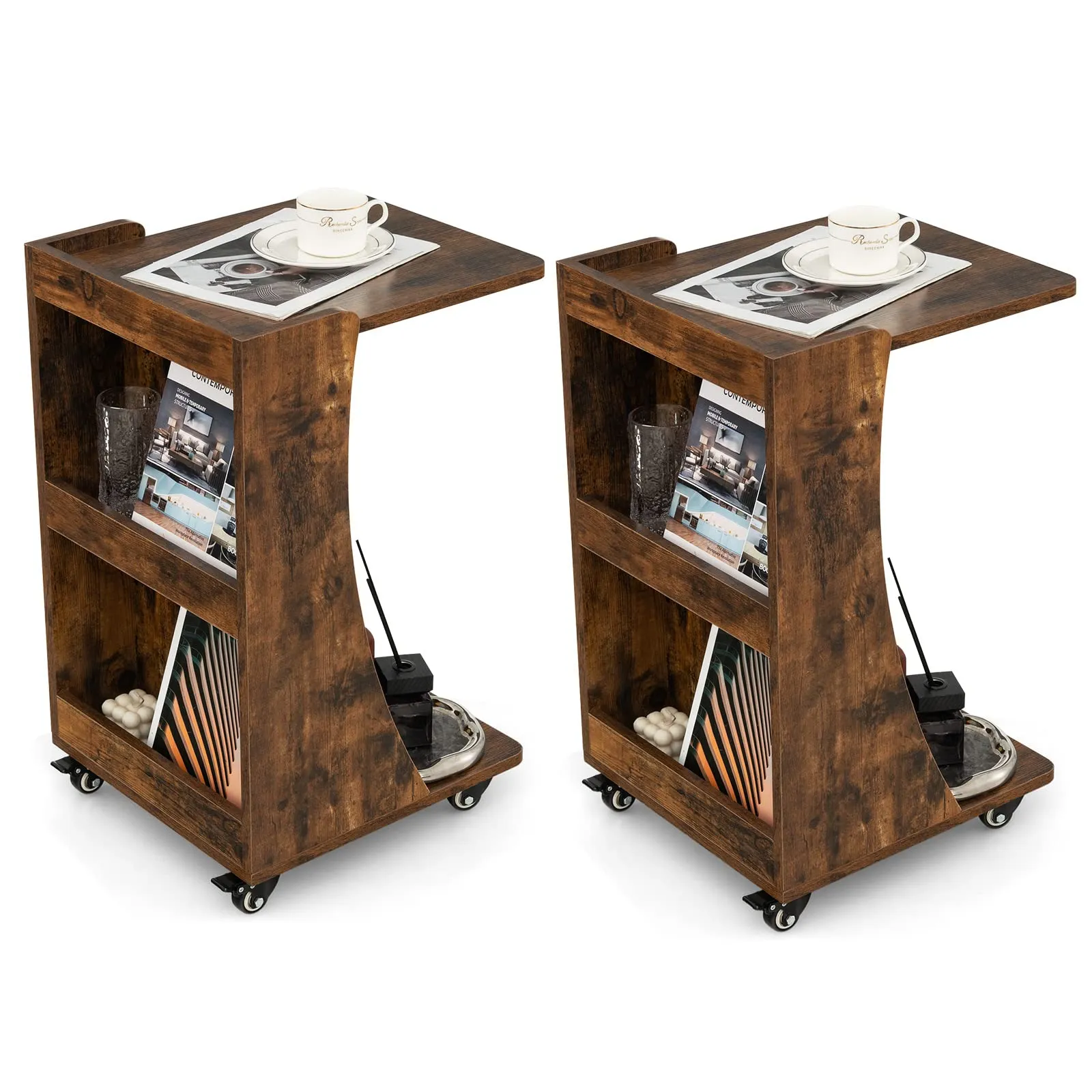 Tangkula C-Shaped End Table