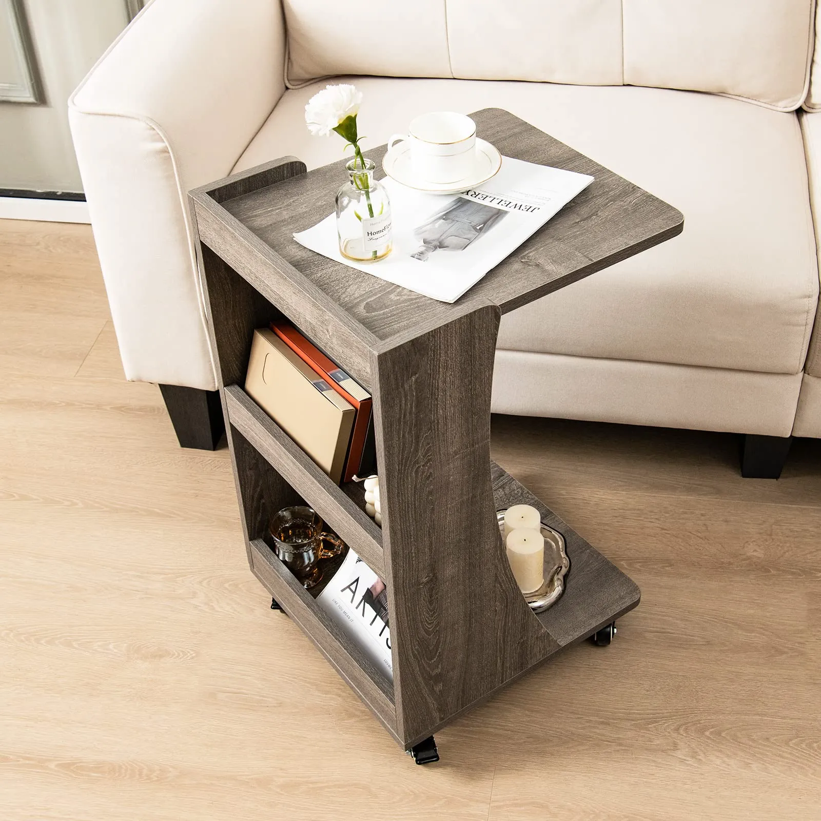 Tangkula C-Shaped End Table