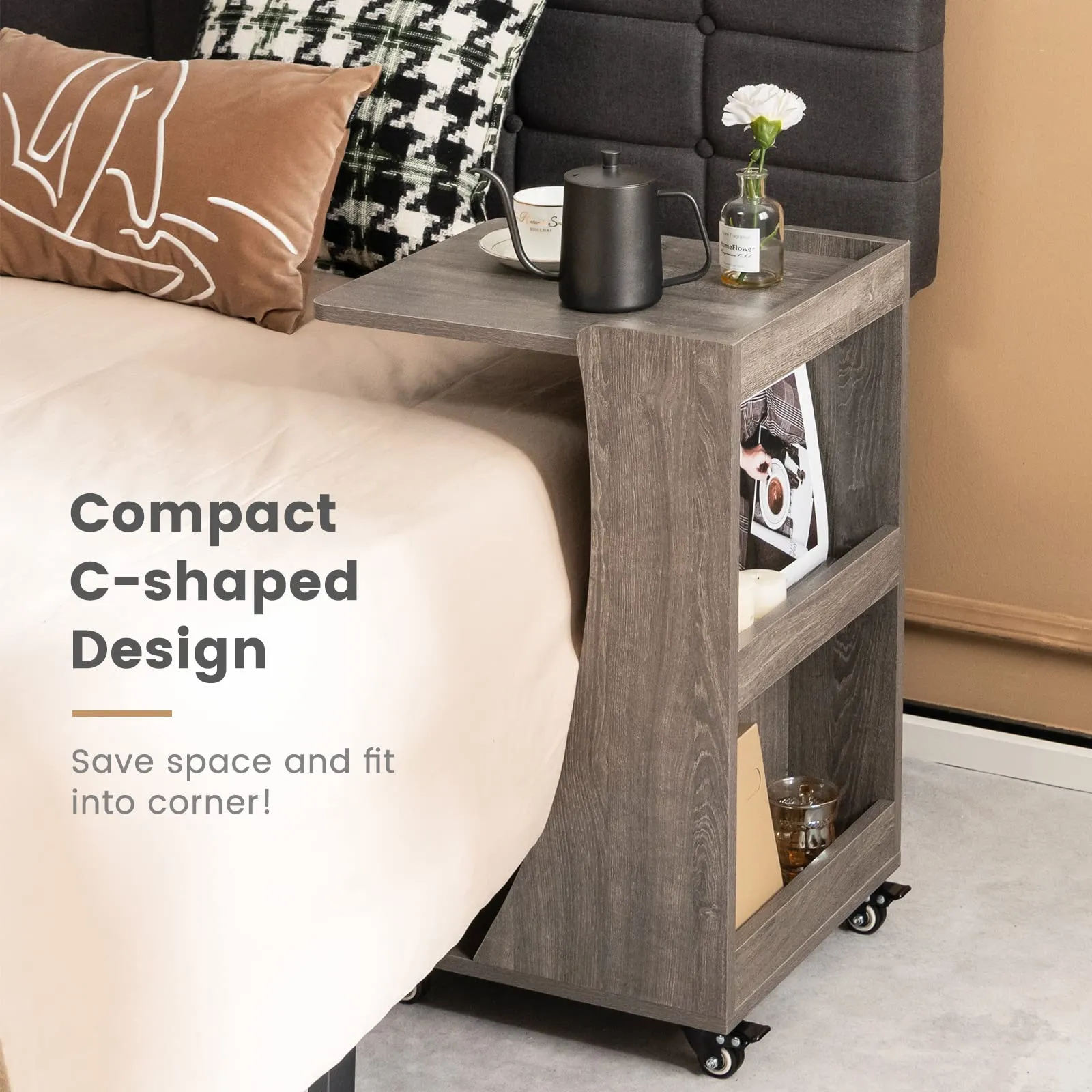 Tangkula C-Shaped End Table