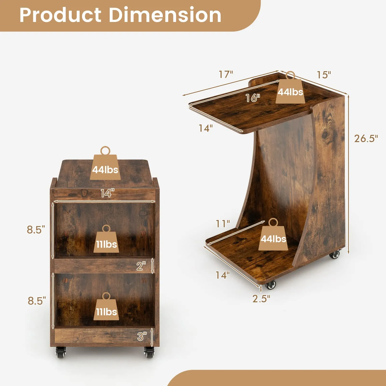 Tangkula C-Shaped End Table