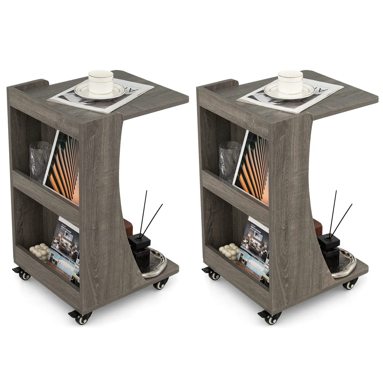 Tangkula C-Shaped End Table