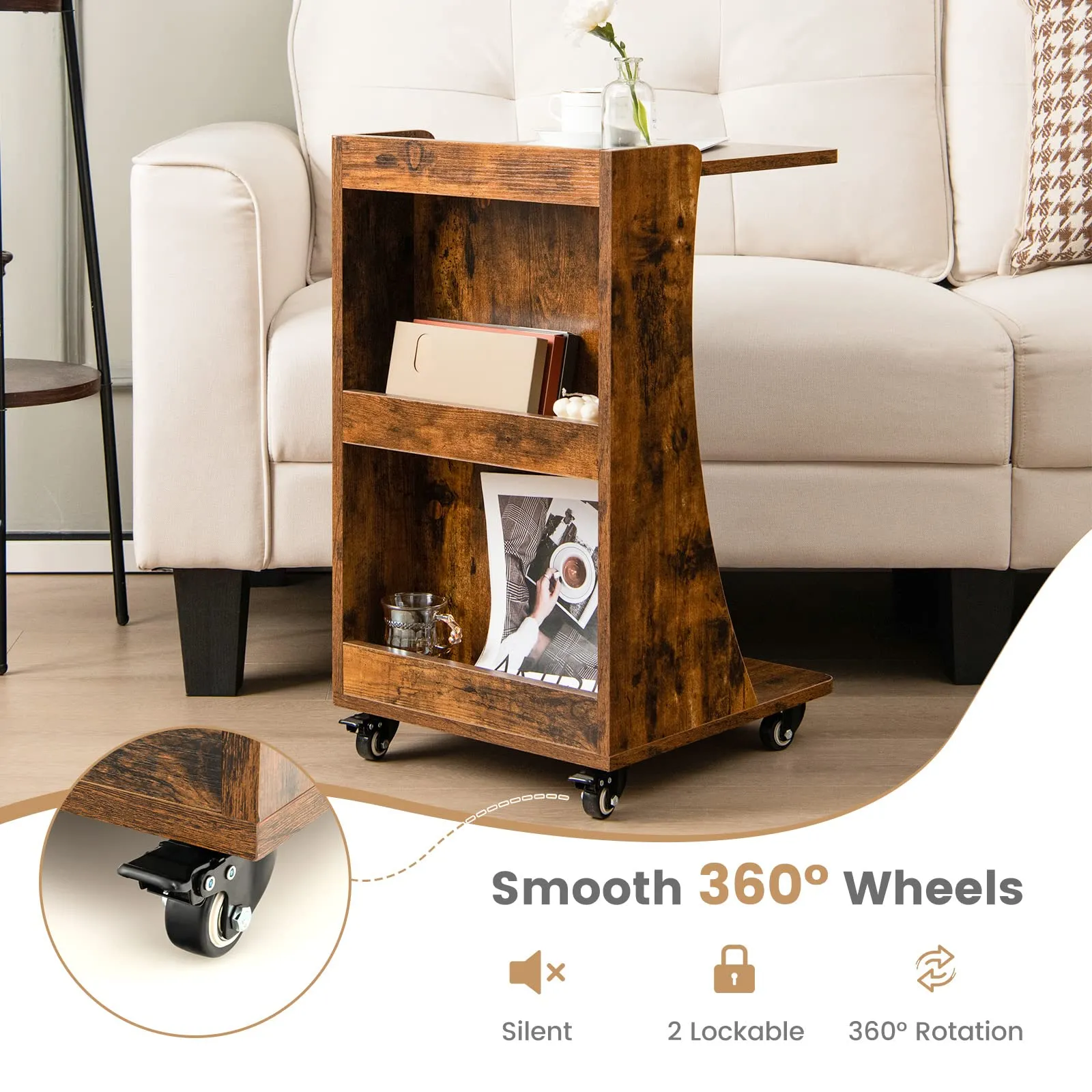 Tangkula C-Shaped End Table