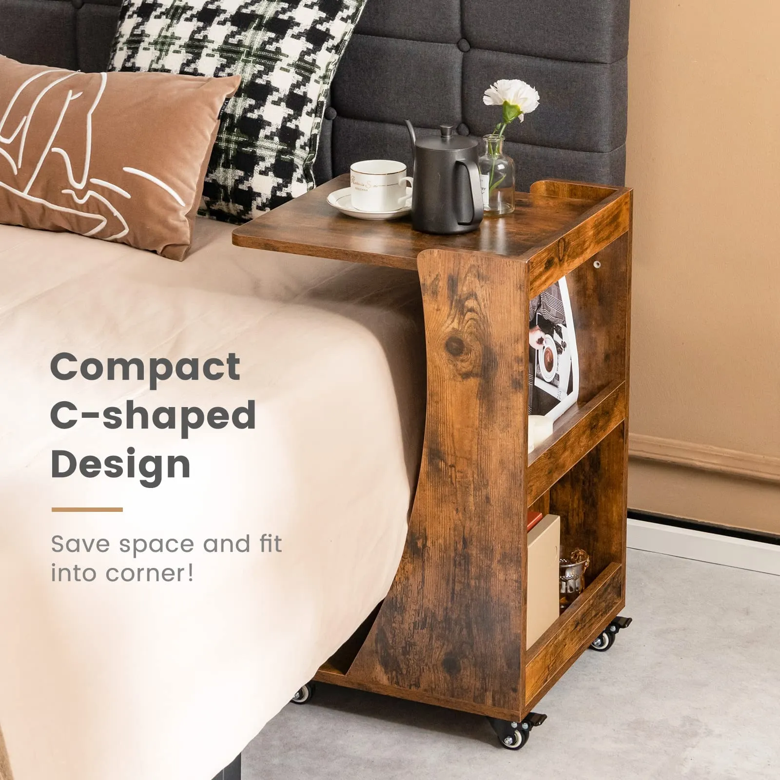 Tangkula C-Shaped End Table