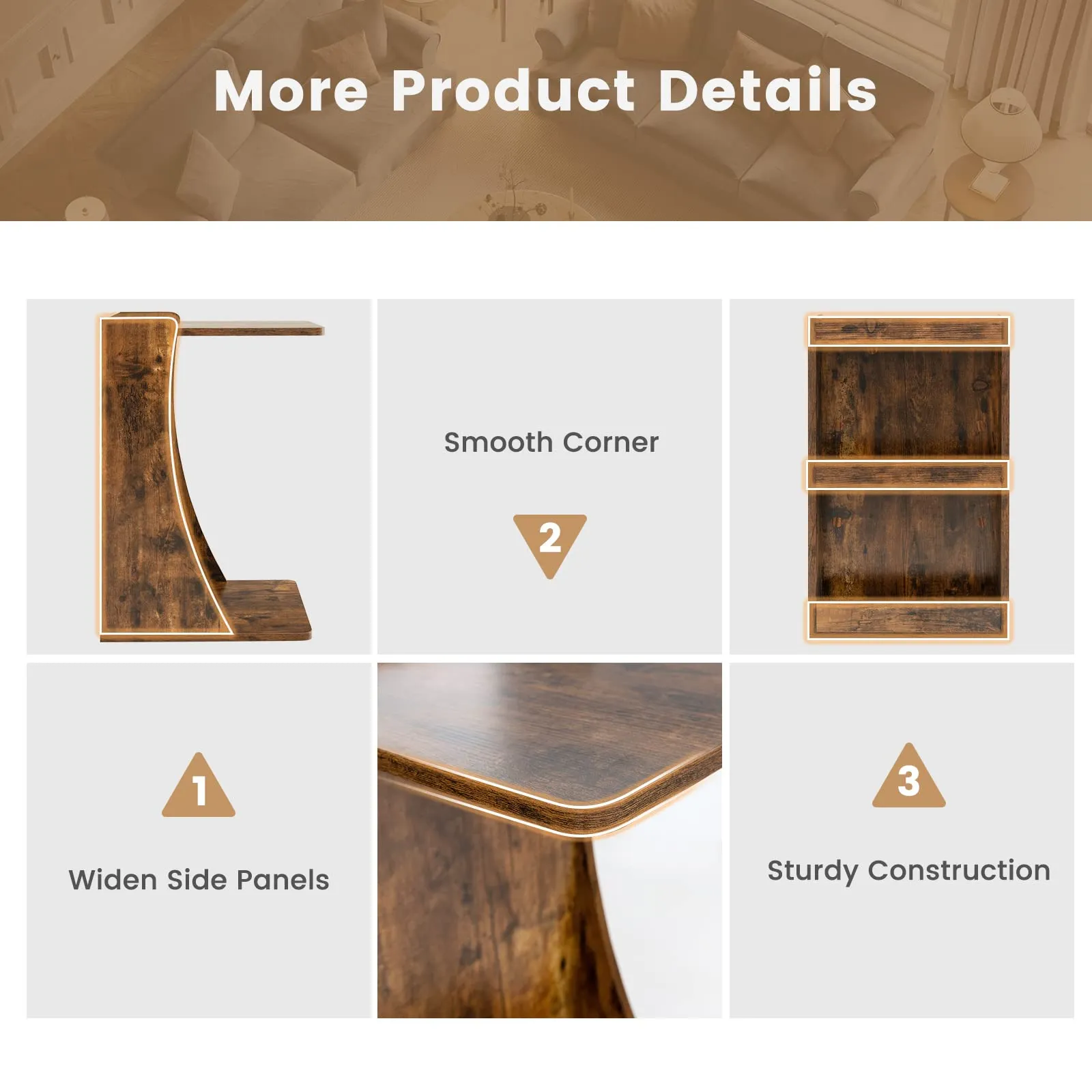 Tangkula C-Shaped End Table