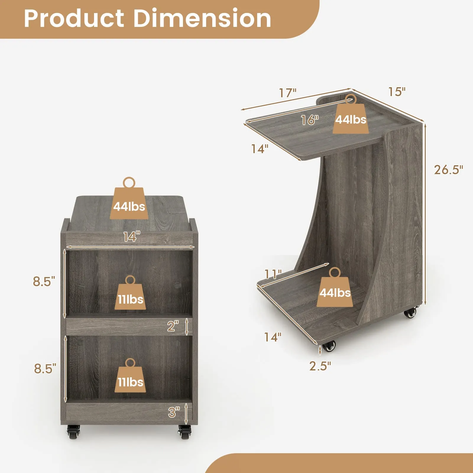 Tangkula C-Shaped End Table