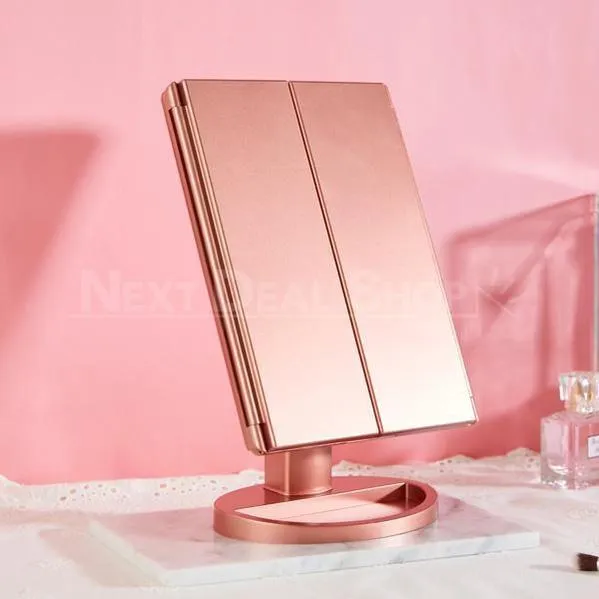 Tri-Fold LED Makeup Mirror