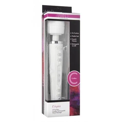 Utopia 10 Function Cordless Rechargeable Wand Massager - White