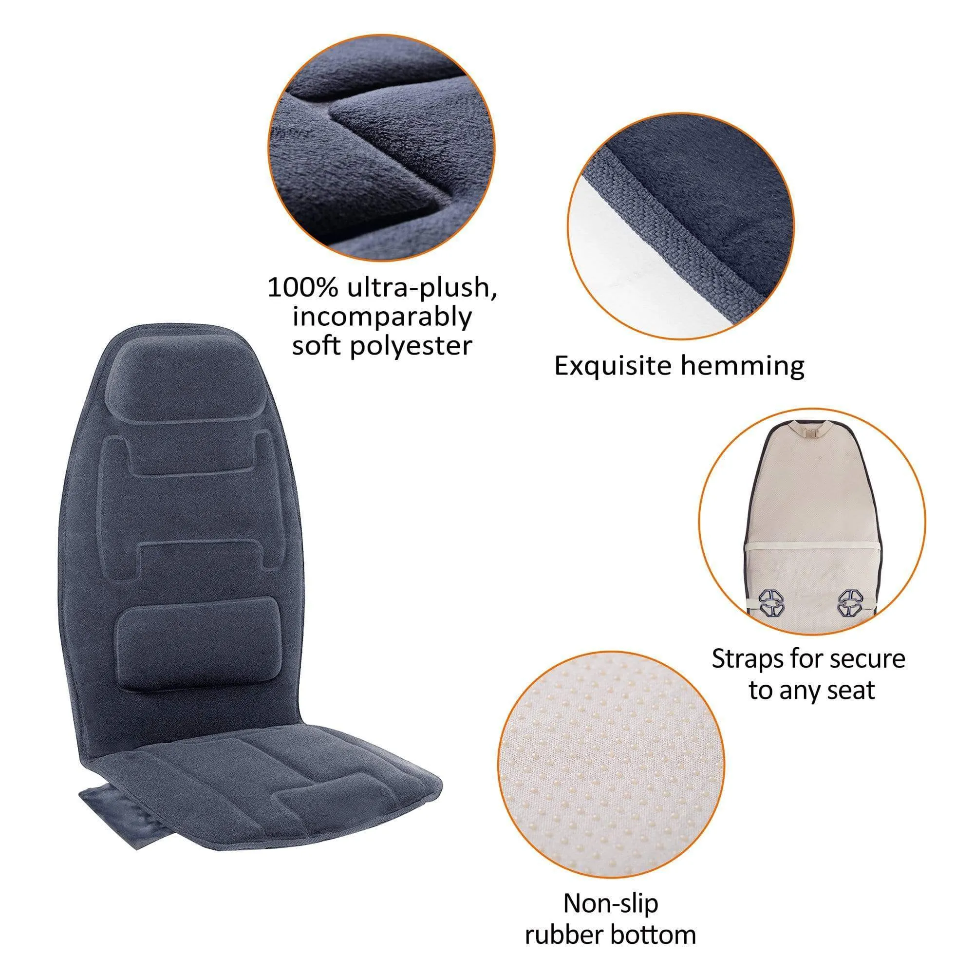 Vibration Back Massage Seat Cushion with Heat & Memory Foam Support Pad -126