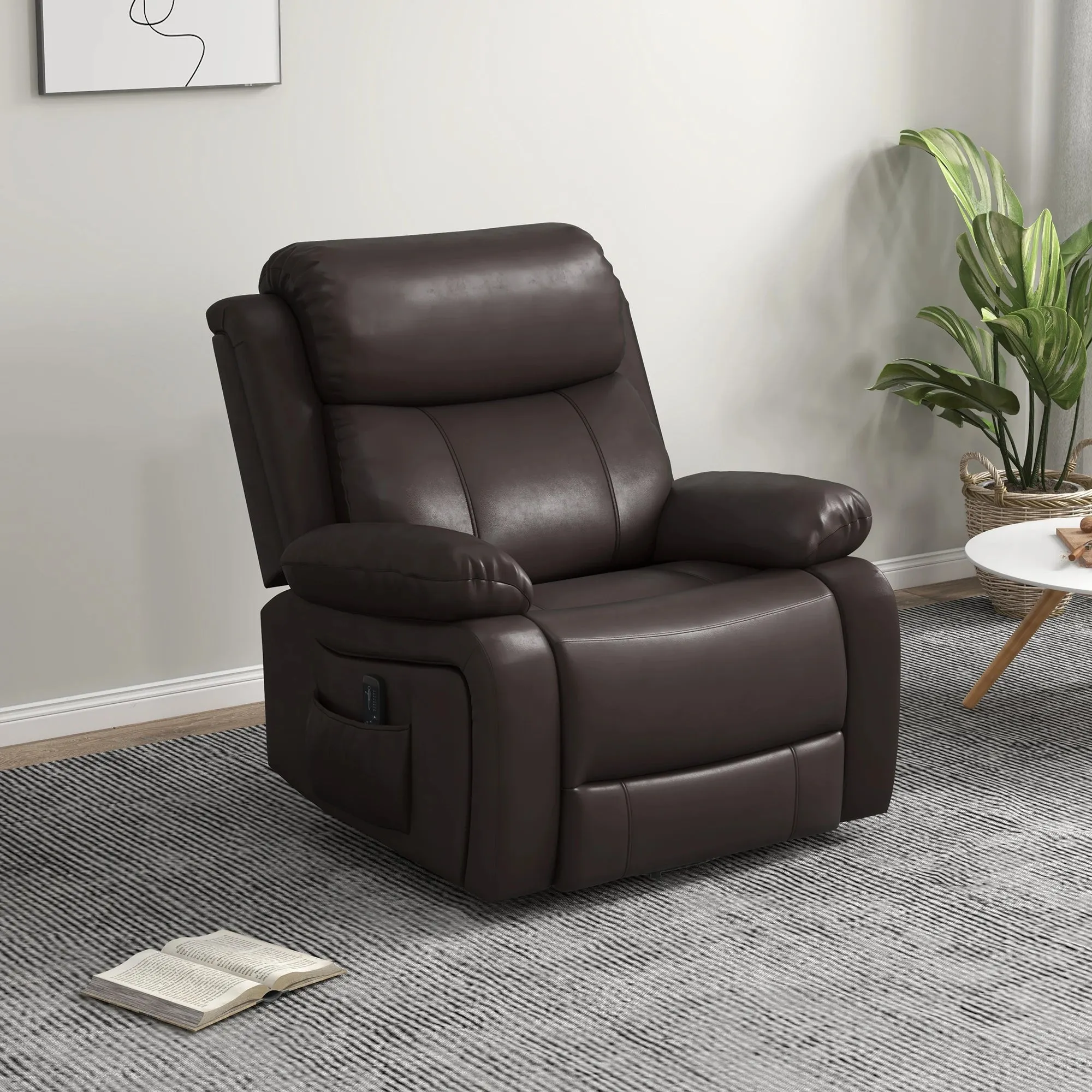 Vibration Massage Reclining Swivel Chair in Faux Leather - Available in 3 Colours