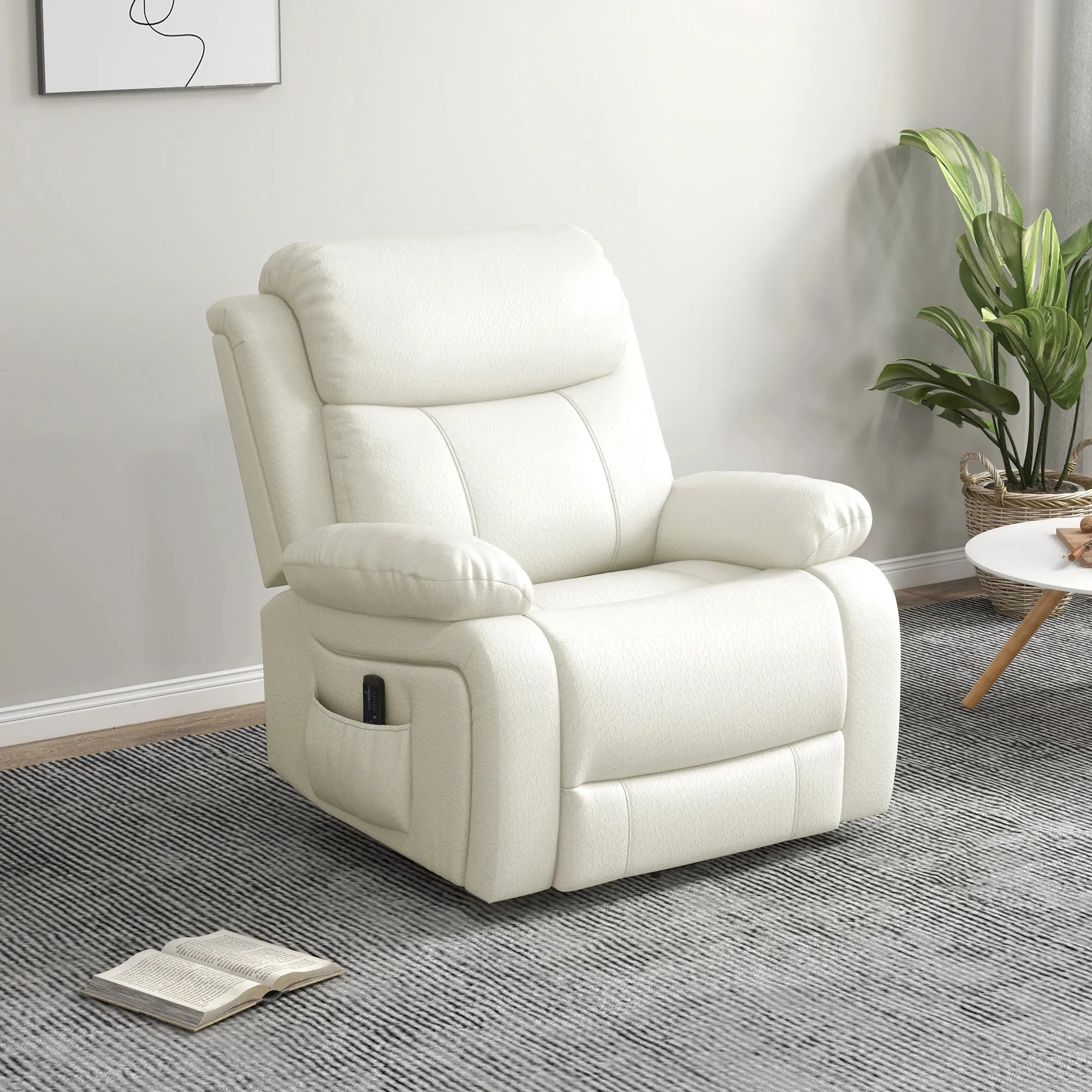 Vibration Massage Reclining Swivel Chair in Faux Leather - Available in 3 Colours