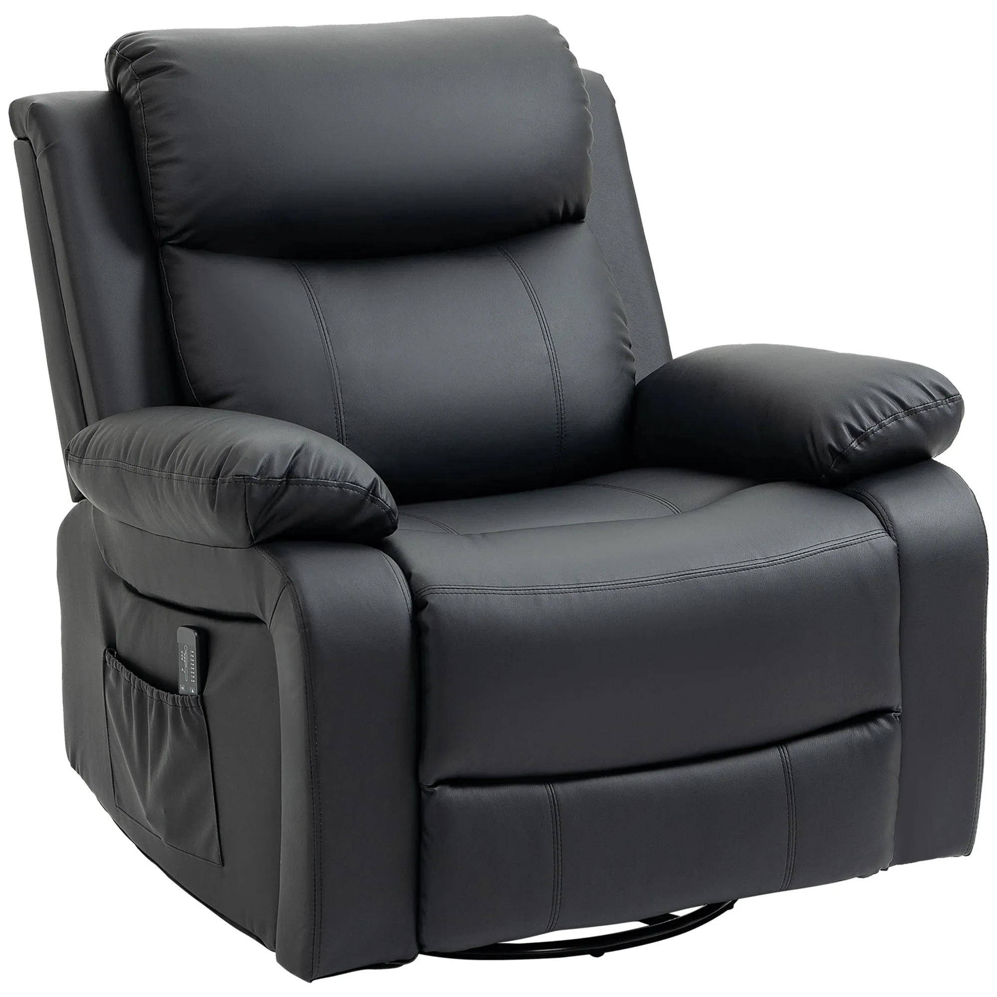 Vibration Massage Reclining Swivel Chair in Faux Leather - Available in 3 Colours